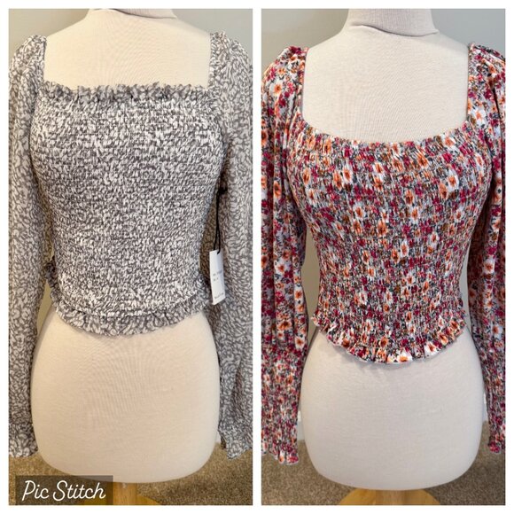 Bundle Lot Womens Medium Ruched Long Sleeved Shirts Crop Tops NWT Japna & Mi Ami - Picture 1 of 9